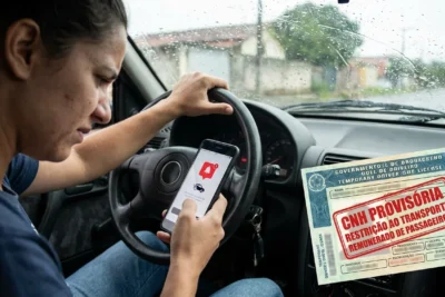 Pessoa frustrada, sem poder ser Uber devido à restrição da CNH provisória.