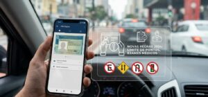 CNH digital no celular, ilustrando as novas regras de trânsito brasileiras.