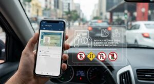 CNH digital no celular, ilustrando as novas regras de trânsito brasileiras.