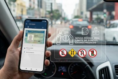CNH digital no celular, ilustrando as novas regras de trânsito brasileiras.