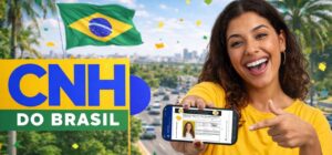 Jovem usando o aplicativo CNH do Brasil