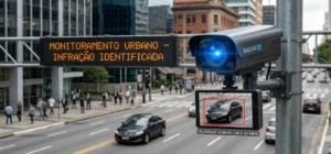 Radar IA moderno identifica infrações de motoristas em vias urbanas.