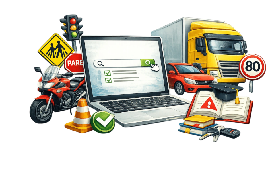 Imagem ilustrativa plataforma simuladoDETRAN online , plataforma educacional DriveTestPractice Online Brazil